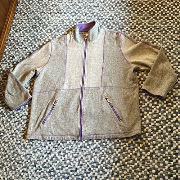 Draper’s & Damon’s Petites Women’s PXL Grey & Lavender Purple Full Zip Jacket - Picture 11 of 11